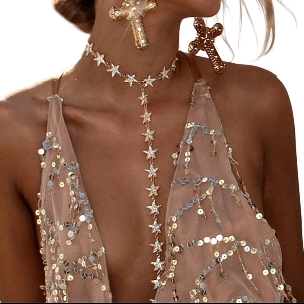 4 for $25🌺Boho Star Rhinestone Choker Necklace